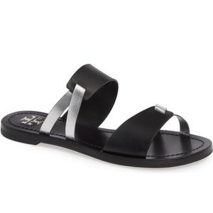 NWOT Women’s RaVello Two-Band Sandal, Perfect Black & Silver, 9.5